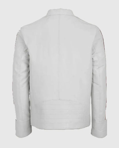 Men's White Biker Leather Jacket