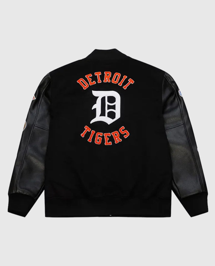 Detroit Tigers Black Out Vintage Logo Varsity Jacket