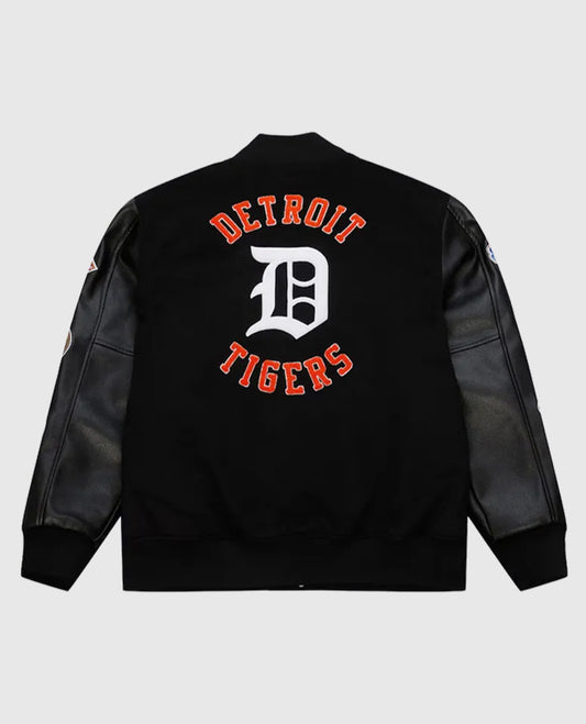Detroit Tigers Black Out Vintage Logo Varsity Jacket