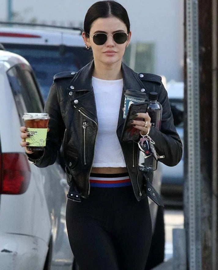 Lucy Hale Biker Leather Jacket