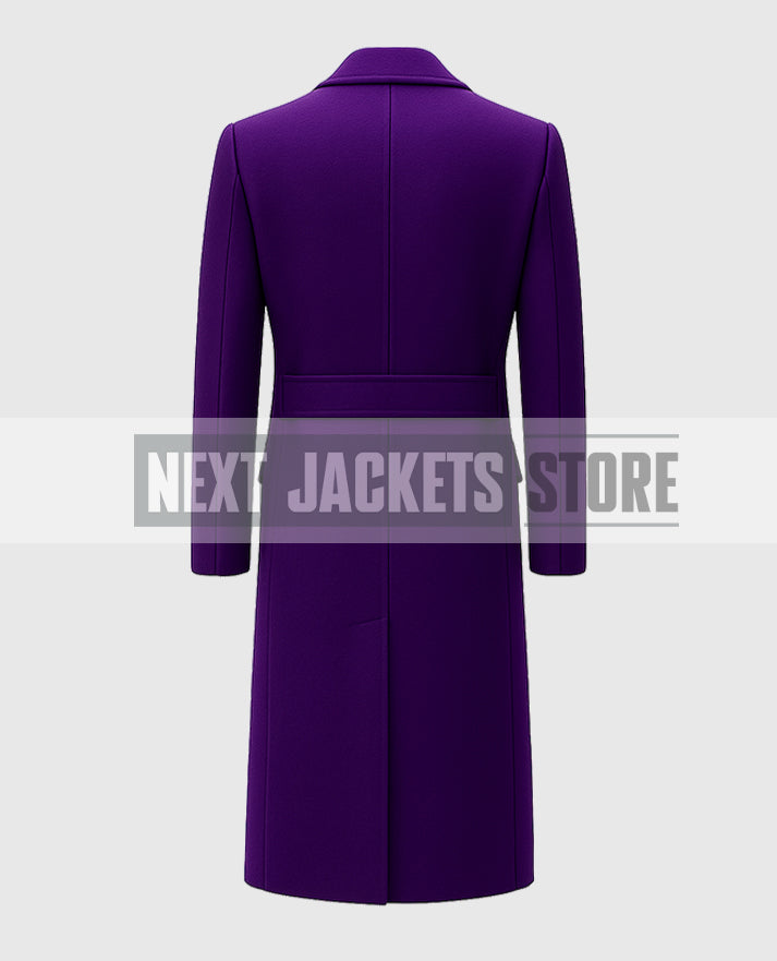 Men’s Purple Double-Breasted Long Trench Coat