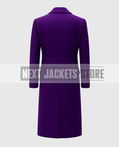 Men’s Purple Double-Breasted Long Trench Coat