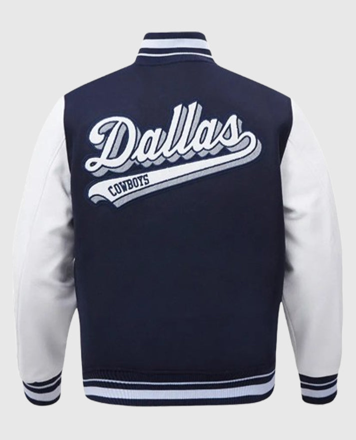 Dallas Cowboys Script Tail Classic Rib Varsity Jacket