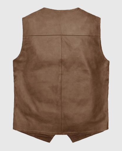 Men's Iron Stride Vintage-Inspired Brown Leather Vest