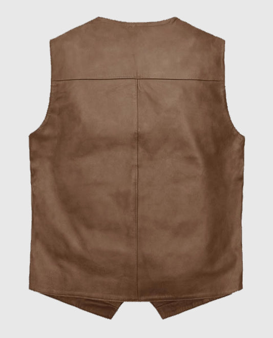 Men's Iron Stride Vintage-Inspired Brown Leather Vest