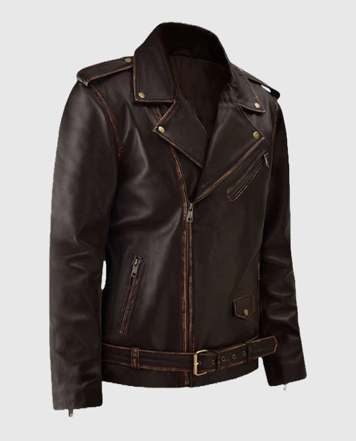 Men's Biker Dark Brown Enforcer Leather Jacket