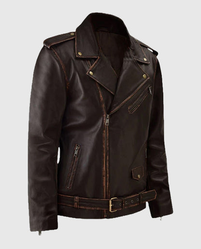 Men's Biker Dark Brown Enforcer Leather Jacket
