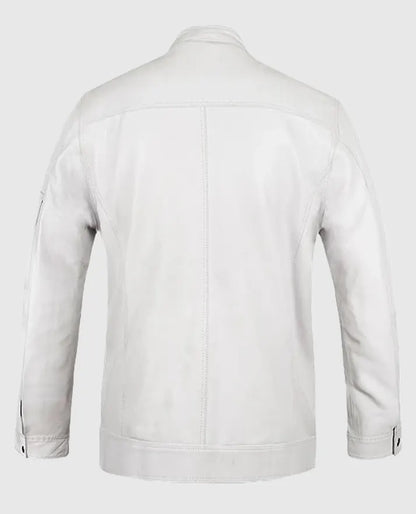 Men's White Motorcycle leather Jacket