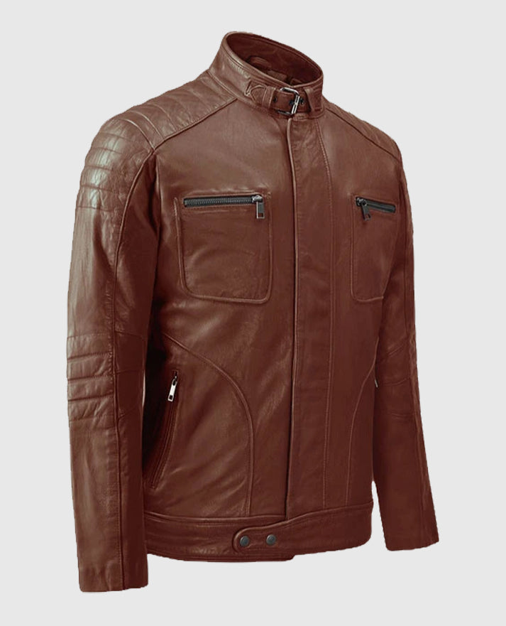 Men's Moto Firefly Tan Leather Jacket