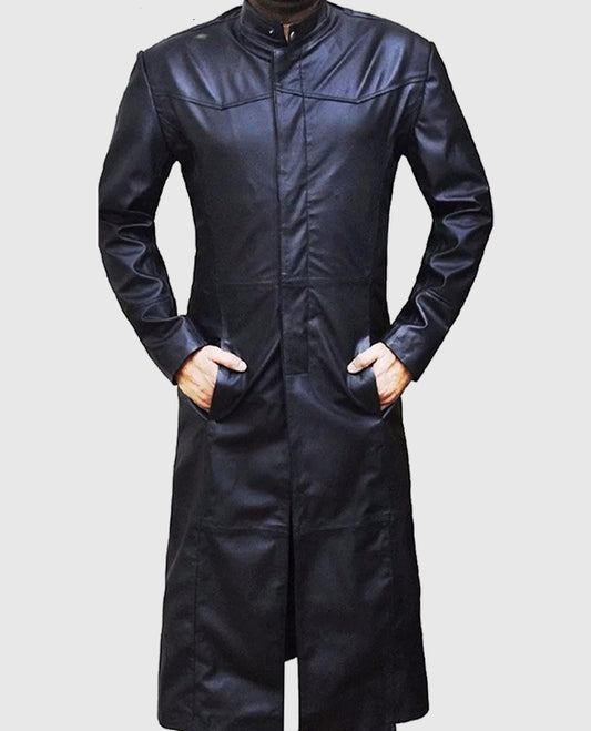 Neo Matrix Trench Coat Keanu Reeves Black Trench Coat