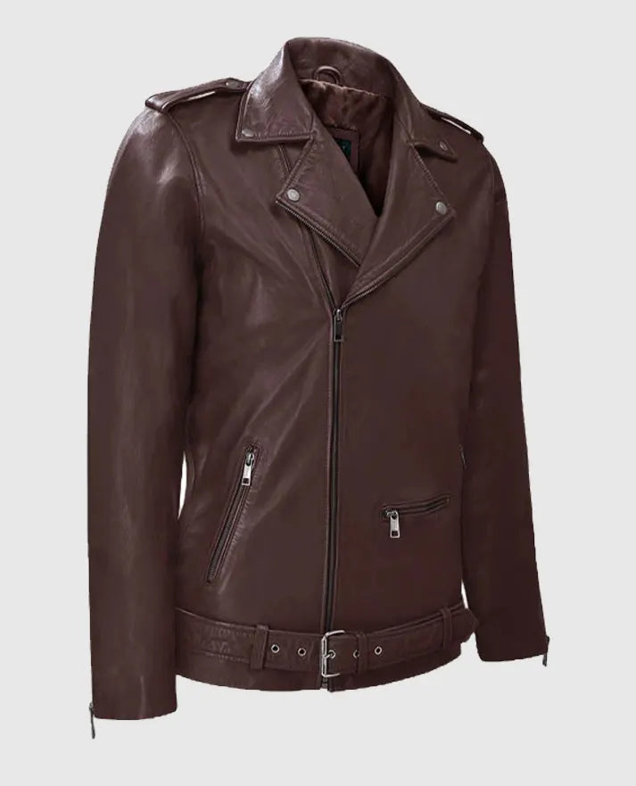 Men's Burgundy Rutland Riding Leather Jacket