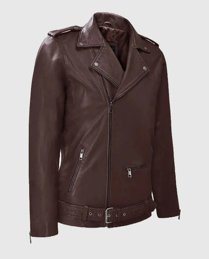 Men's Burgundy Rutland Riding Leather Jacket