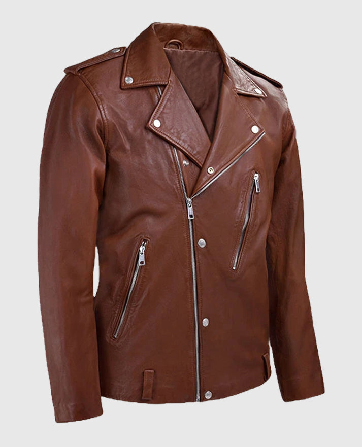 Men's Biker Tan Beast Leather Jacket