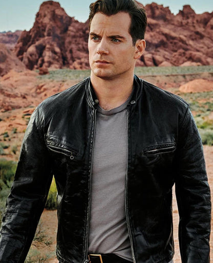 Henry Cavill Black Biker Leather Jacket