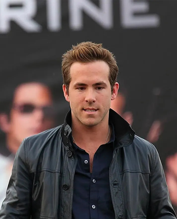 Ryan Reynolds Leather Jacket in Black