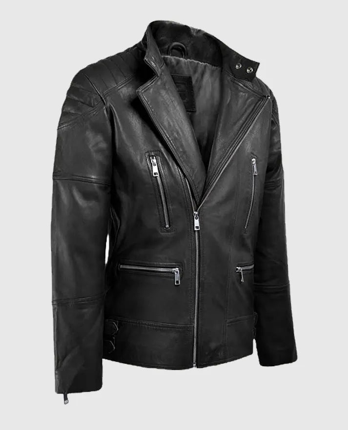 Men's Moto Black Shotgun Leather Jacket