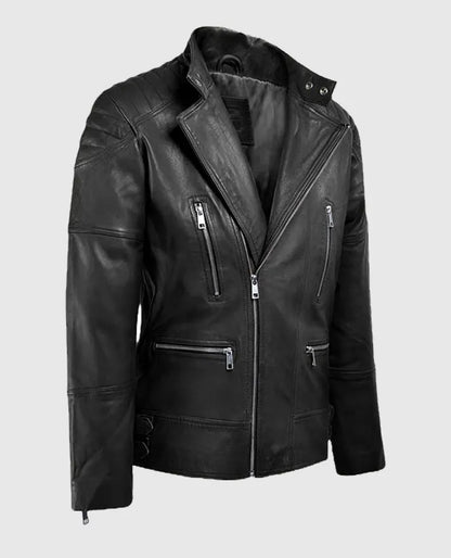 Men's Moto Black Shotgun Leather Jacket