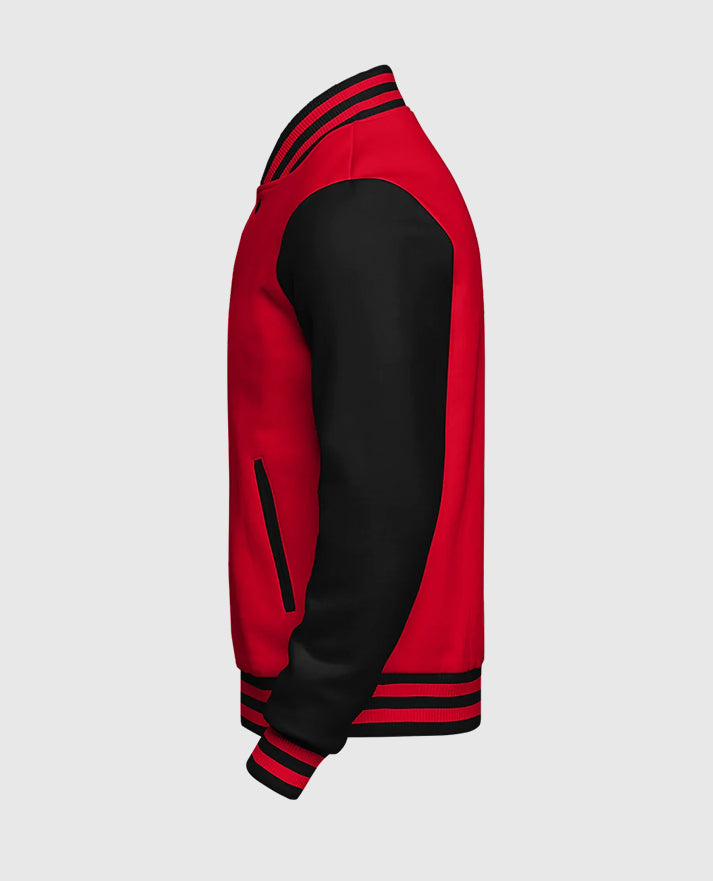 Casual Red and Black Varsity Jacket