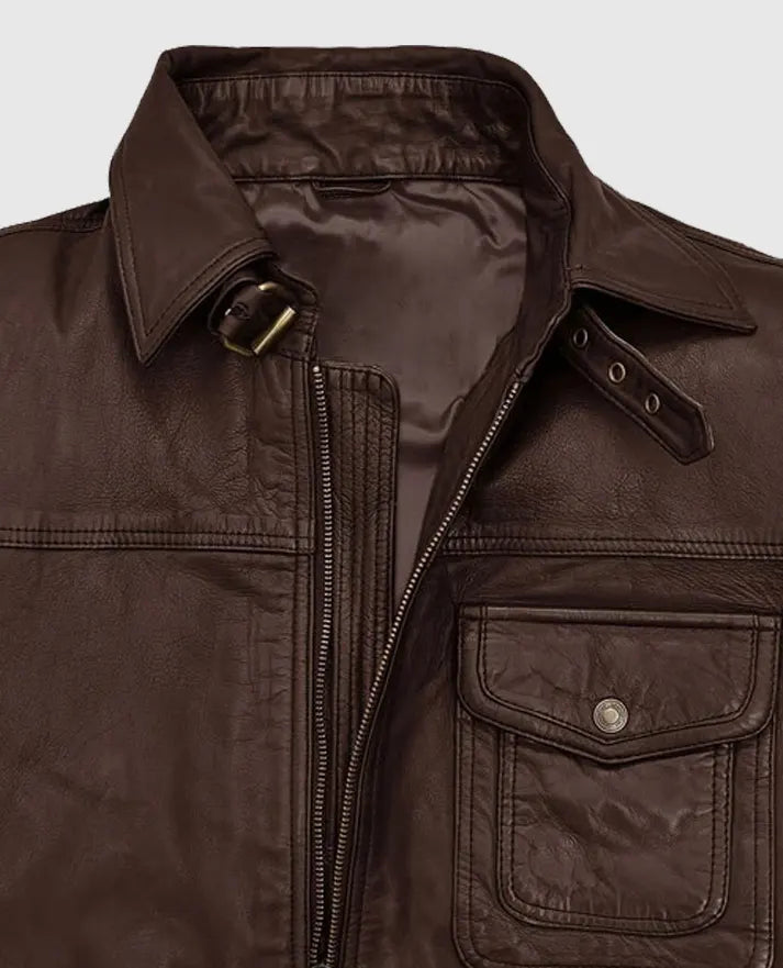 Men's Brown Leather Retro Style Jacket