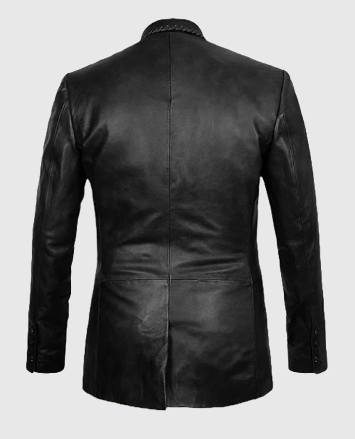 Men's Black Leather Medieval Blazer