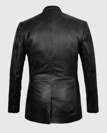 Men's Black Leather Medieval Blazer
