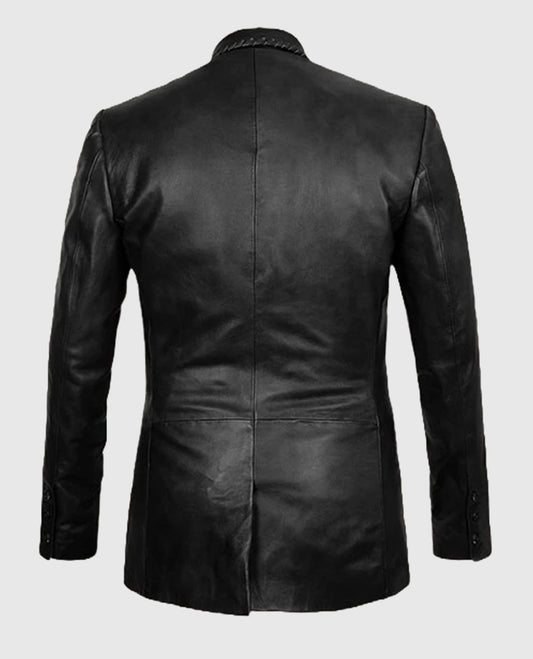 Men's Black Leather Medieval Blazer