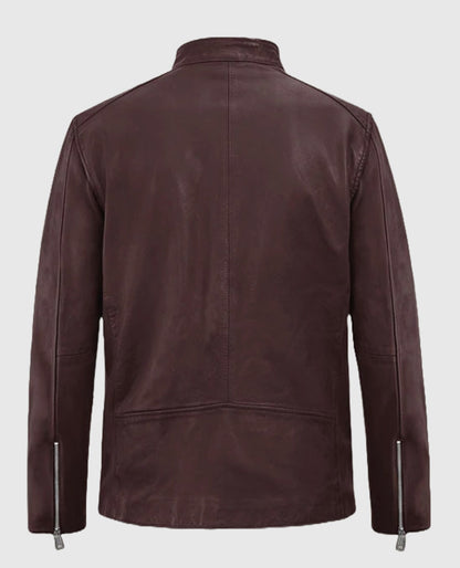 Men's Burgundy Biker Motorad Leather Jacket