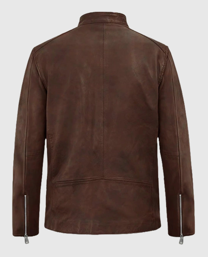 Men's Spanish Brown Biker Motorad Leather Jacket