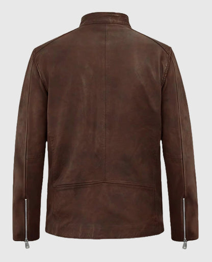 Men's Spanish Brown Biker Motorad Leather Jacket