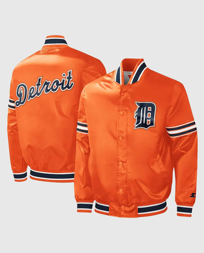Slider Detroit Tigers Orange Varsity Satin Jacket