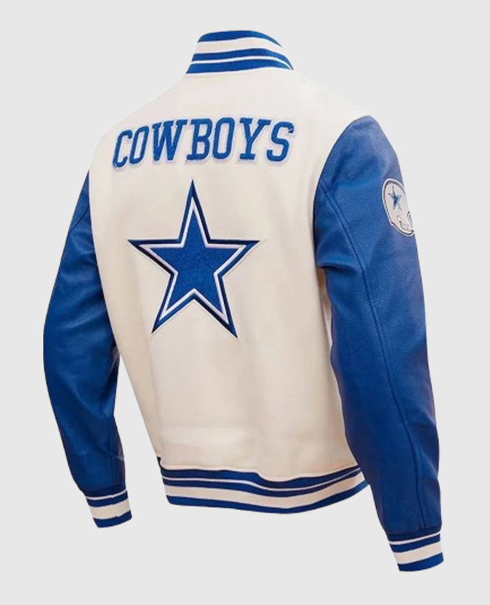 Dallas Cowboys Retro Classic Varsity Cream Jacket