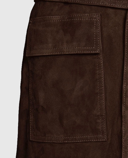 Women's Suede Alpine Dark Brown Leather Long Coat