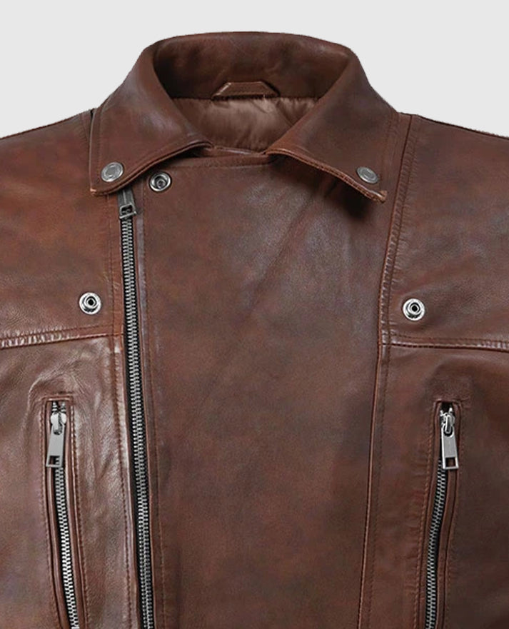 Men's Dauntless Spanish Brown Biker Leather Jacket