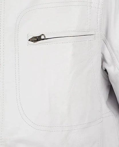Men's White Motorcycle leather Jacket