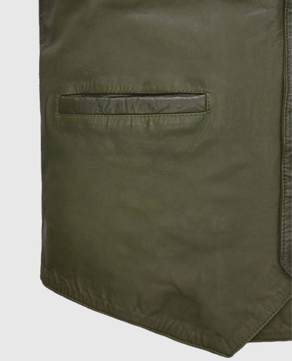 Men's Washed and Wax Green Basicallo Leather Vest