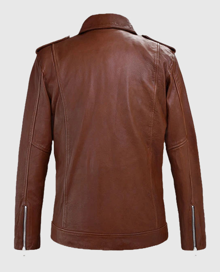 Men's Biker Tan Beast Leather Jacket
