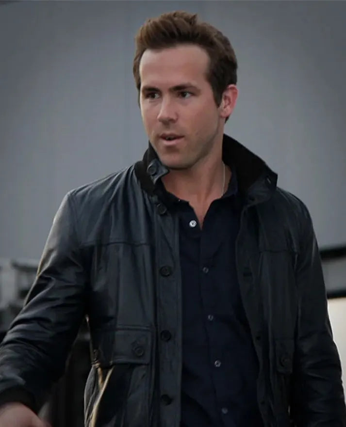 Ryan Reynolds Leather Jacket in Black