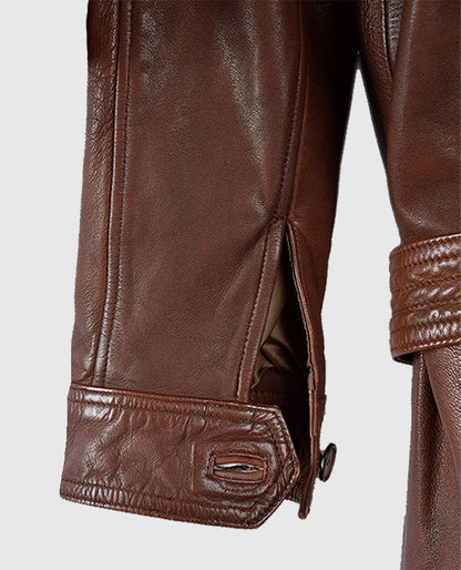Women's Long Spanish Brown Leather Coat