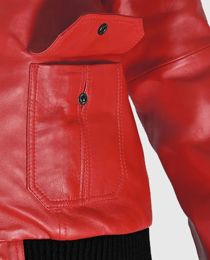 Men's Red Bomber Leather Jacket