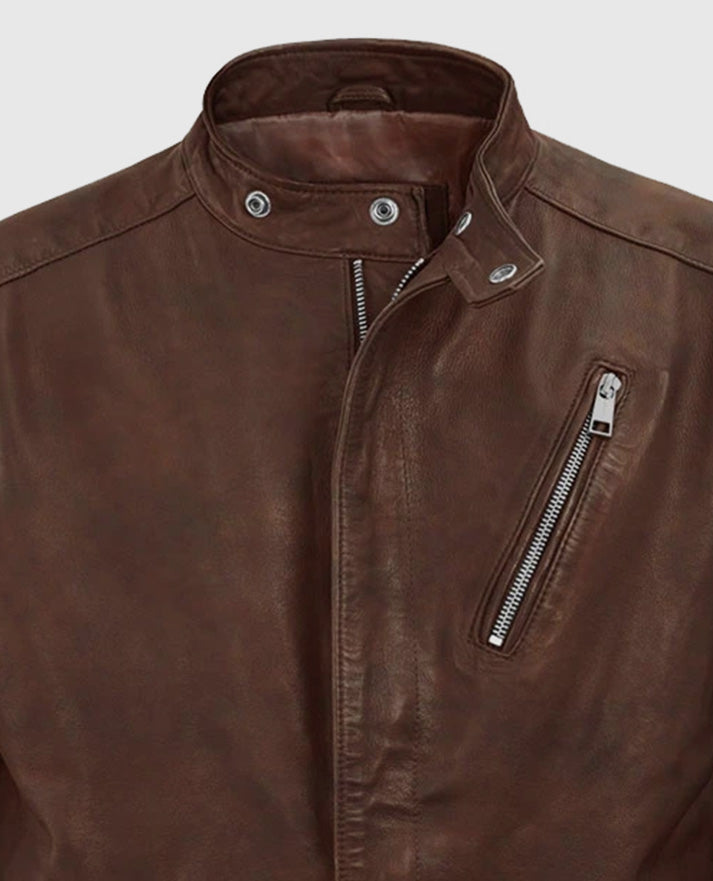 Men's Spanish Brown Biker Motorad Leather Jacket