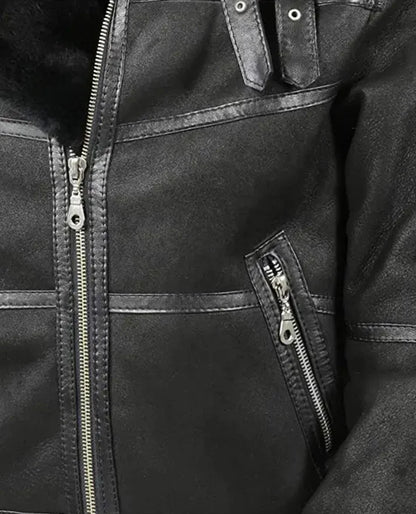 Men's Aviator B16 Sheepskin Black Shearling Jacket