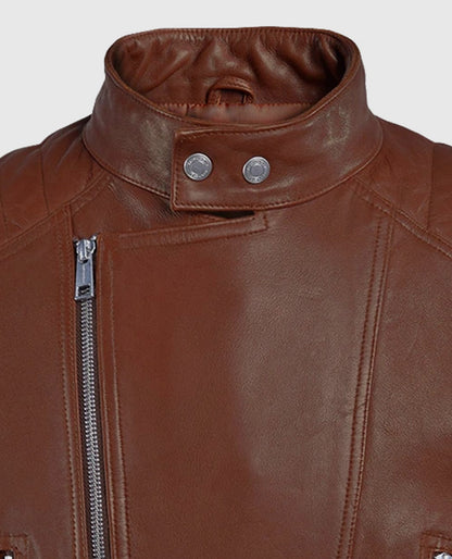 Men's Moto Shotgun Tan Leather Jacket