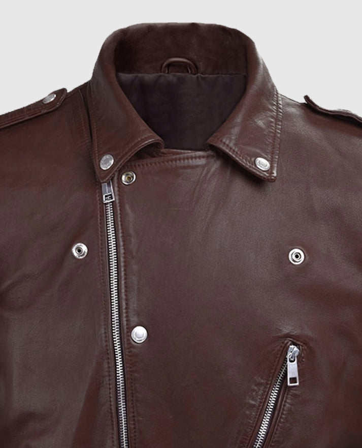 Men's Biker Beast Burgundy Leather Jacket