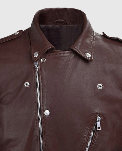 Men's Biker Beast Burgundy Leather Jacket