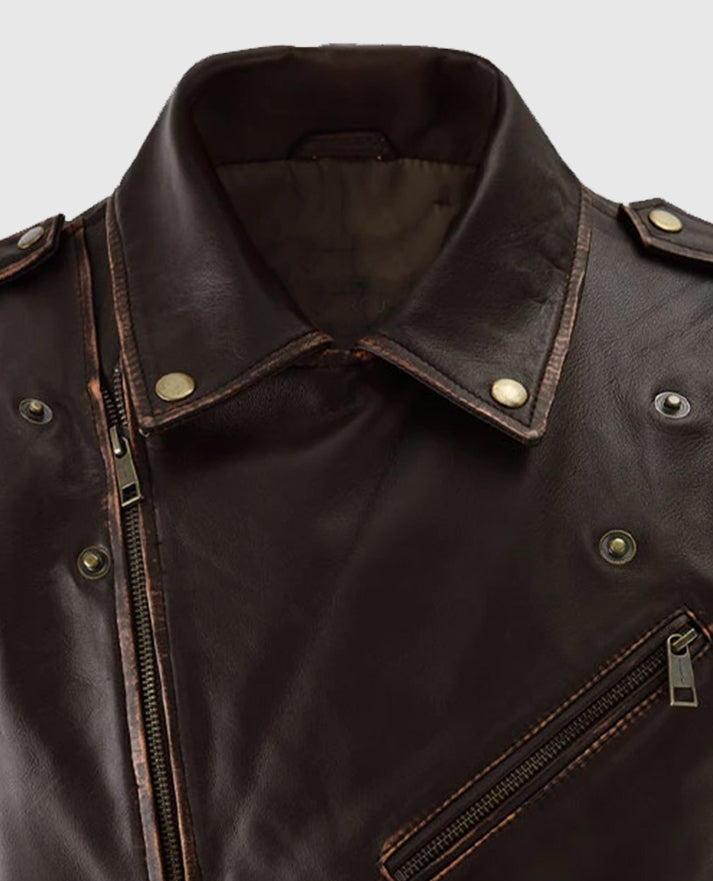 Men's Biker Dark Brown Enforcer Leather Jacket