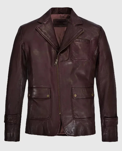 Robert Downey Jr Black Leather Blazer