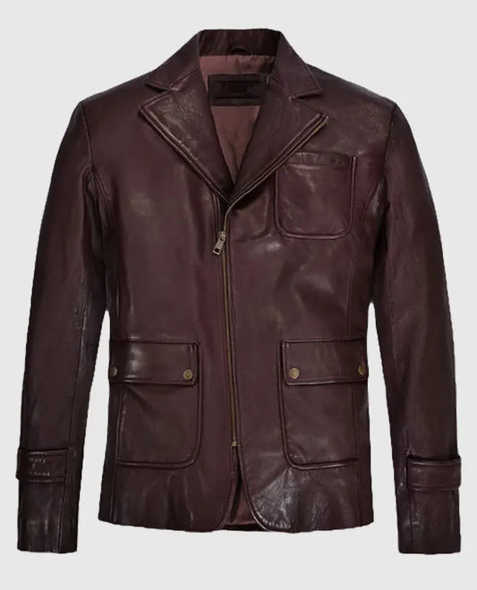 Robert Downey Jr Black Leather Blazer