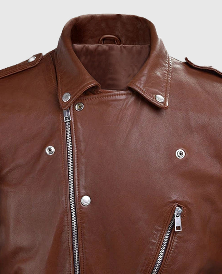 Men's Biker Tan Beast Leather Jacket