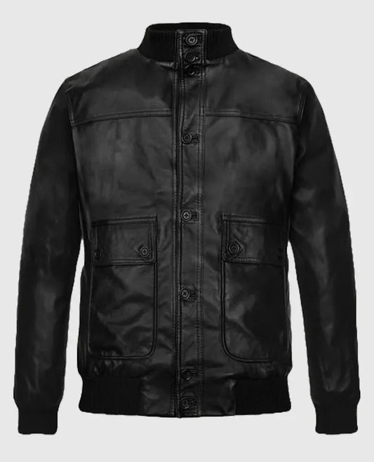 Ryan Reynolds Leather Jacket in Black