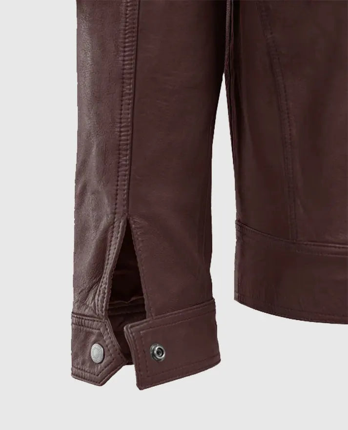 Men's Burgundy Thunder Storm Biker Leather Jacket